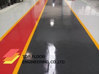 ทำพื้นทางเดินโรงงานEpoxy coating (ชนิดกลิ้ง) - รับทำพื้น Epoxy พื้นสีอีพ็อกซี่